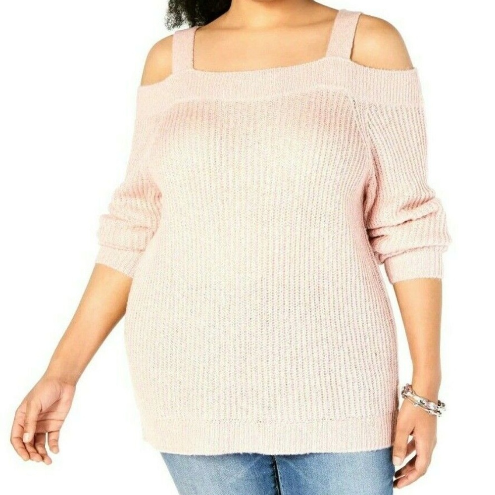 INC Int'l Concepts Pink Cold Shoulder Sweater Plus
